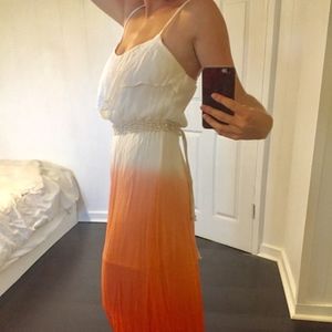 BCX White and Flamingo Ombre Maxi Dress